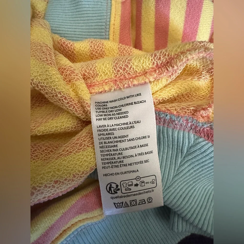We the Free FP Classic Striped Oversized Crewneck Yellow and Pink NWOT Small - Picture 7 of 8
